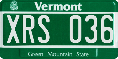 VT license plate XRS036