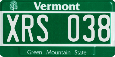 VT license plate XRS038