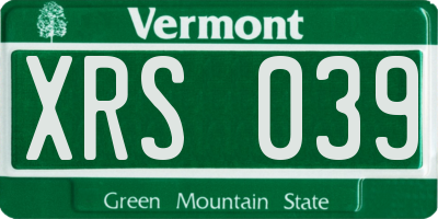 VT license plate XRS039