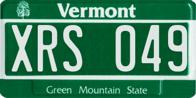 VT license plate XRS049