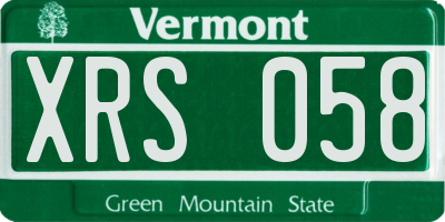 VT license plate XRS058