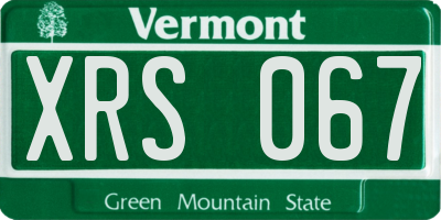 VT license plate XRS067