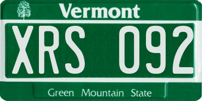 VT license plate XRS092