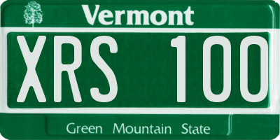VT license plate XRS100