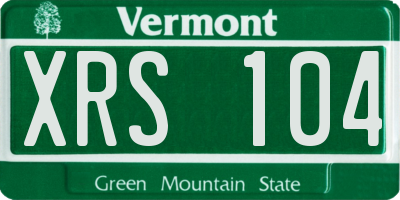 VT license plate XRS104