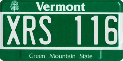 VT license plate XRS116