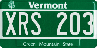 VT license plate XRS203