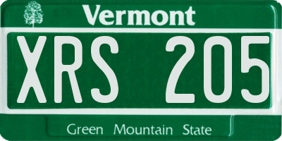 VT license plate XRS205
