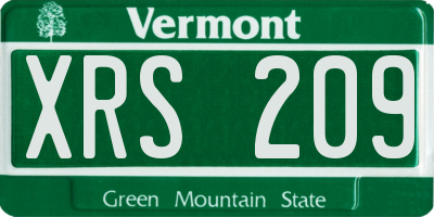 VT license plate XRS209