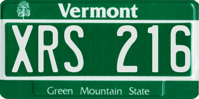 VT license plate XRS216