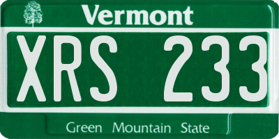 VT license plate XRS233
