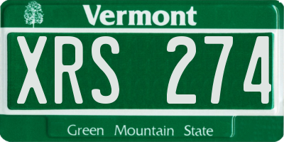 VT license plate XRS274