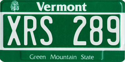 VT license plate XRS289