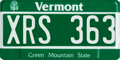 VT license plate XRS363