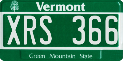 VT license plate XRS366