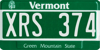 VT license plate XRS374