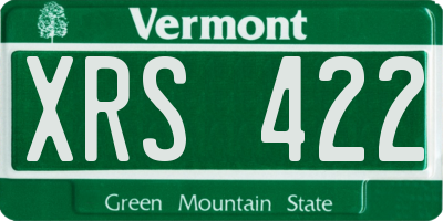 VT license plate XRS422