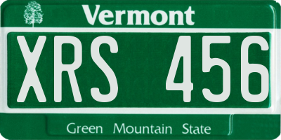 VT license plate XRS456