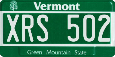 VT license plate XRS502
