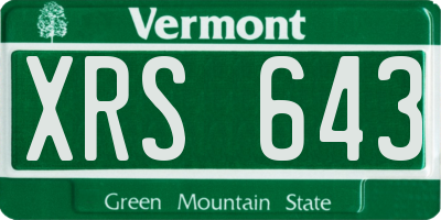 VT license plate XRS643