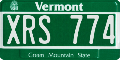 VT license plate XRS774