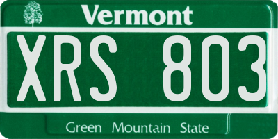VT license plate XRS803