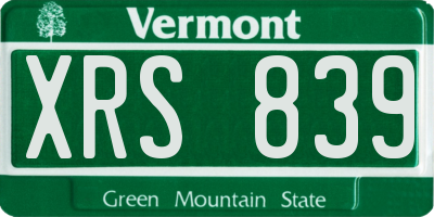 VT license plate XRS839