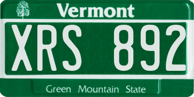 VT license plate XRS892