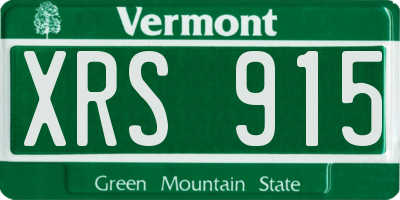 VT license plate XRS915