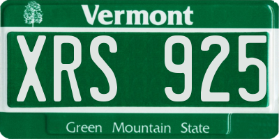 VT license plate XRS925