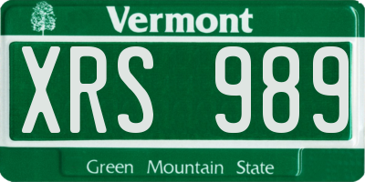 VT license plate XRS989