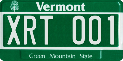 VT license plate XRT001