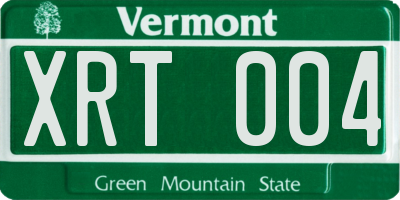 VT license plate XRT004