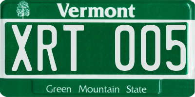 VT license plate XRT005