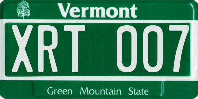 VT license plate XRT007