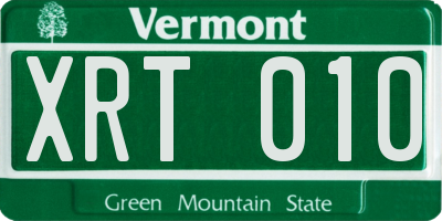 VT license plate XRT010