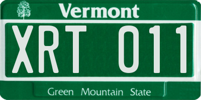 VT license plate XRT011