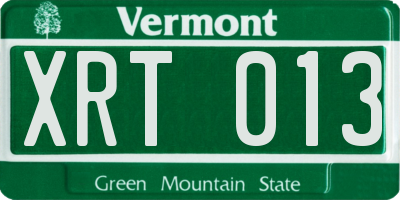 VT license plate XRT013