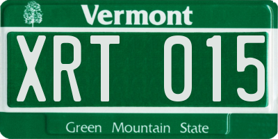 VT license plate XRT015