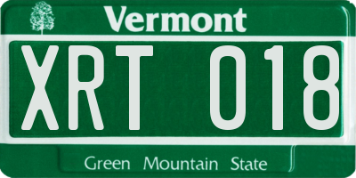 VT license plate XRT018