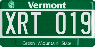 VT license plate XRT019