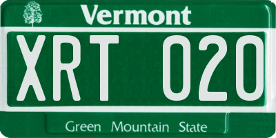 VT license plate XRT020