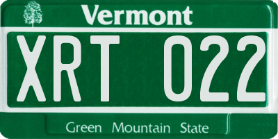 VT license plate XRT022