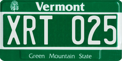 VT license plate XRT025