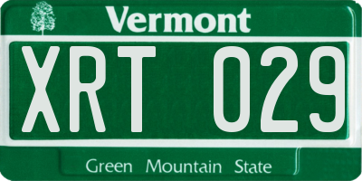 VT license plate XRT029