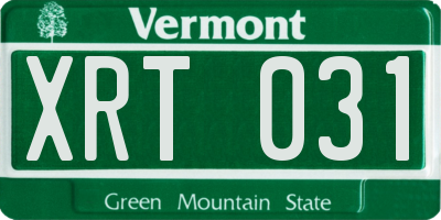 VT license plate XRT031