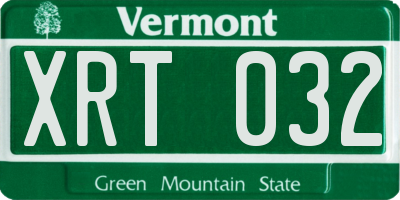 VT license plate XRT032