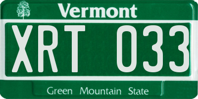 VT license plate XRT033