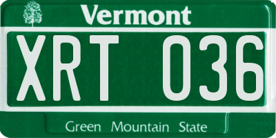 VT license plate XRT036