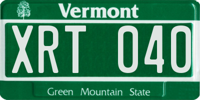 VT license plate XRT040